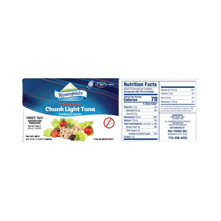 Chunk Lite Tuna Packed In Water Rosenfeld's 1.88 kg