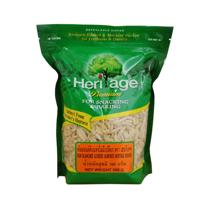 Raw Blanched Slivered Almonds Heritage 500 gr