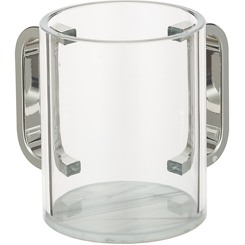 Perspex Clear Washing Cup 13 cm - White Marble Art Judaica 1 Unit
