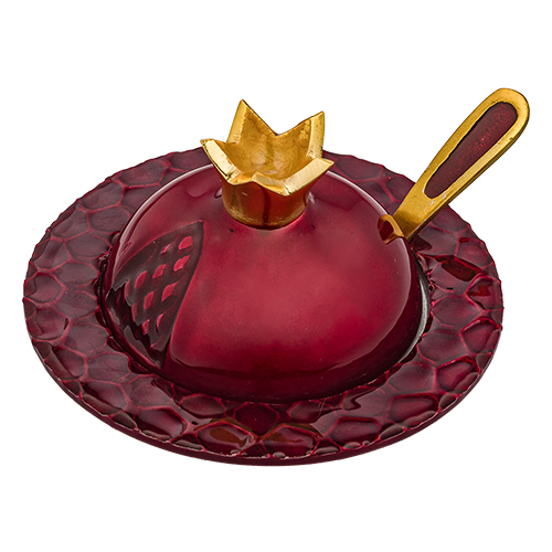 Elegant Aluminum Honey Dish Pomegranate Shape Art Judaica 1 unit