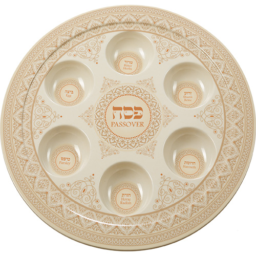 Decorated Melamine Passover Plate 35cm- Maroccan Design Art Judaica 1 Unit