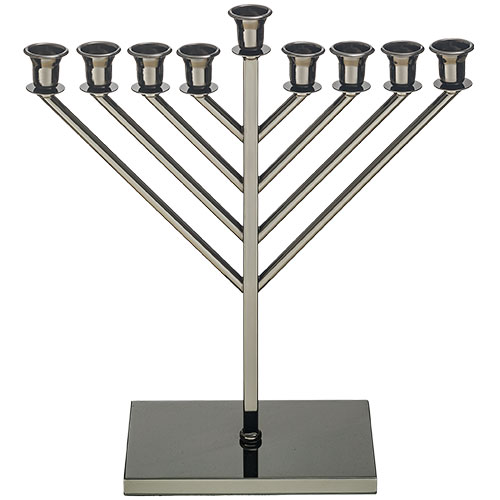 [JDC-0123] Elegant Metal Menorah "Chabad" 36 cm Art Judaica 1 Unit