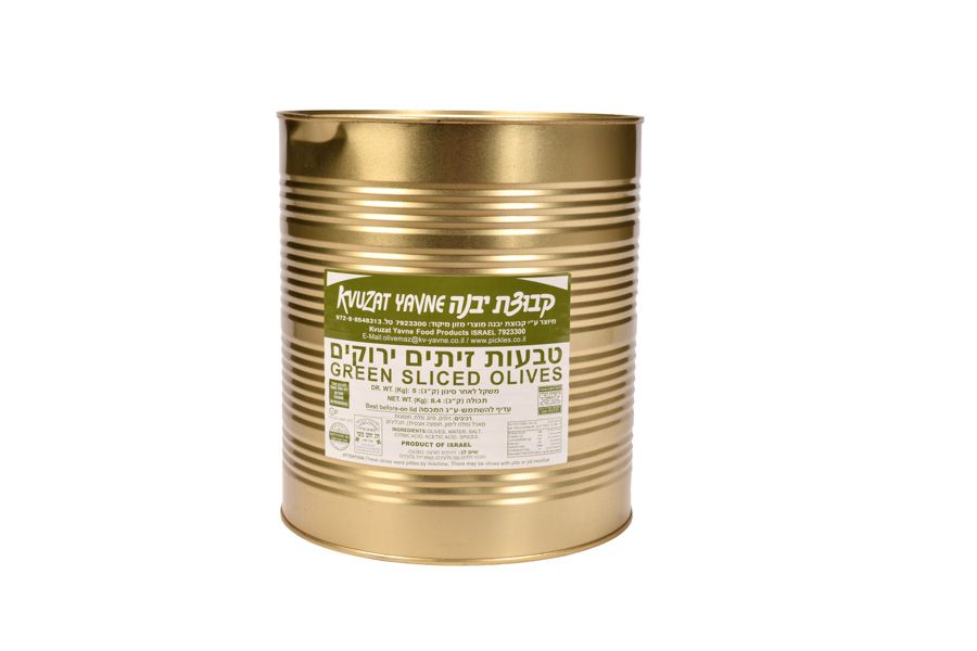 Green Sliced Olives Kvutzat Yavne 8.4 kg