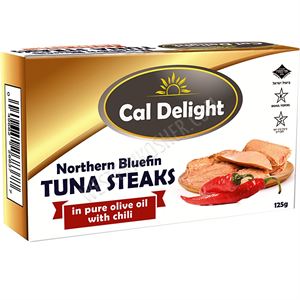Tuna Steak In Pure Olive Oil with Chilli CD California Delight 125 gr