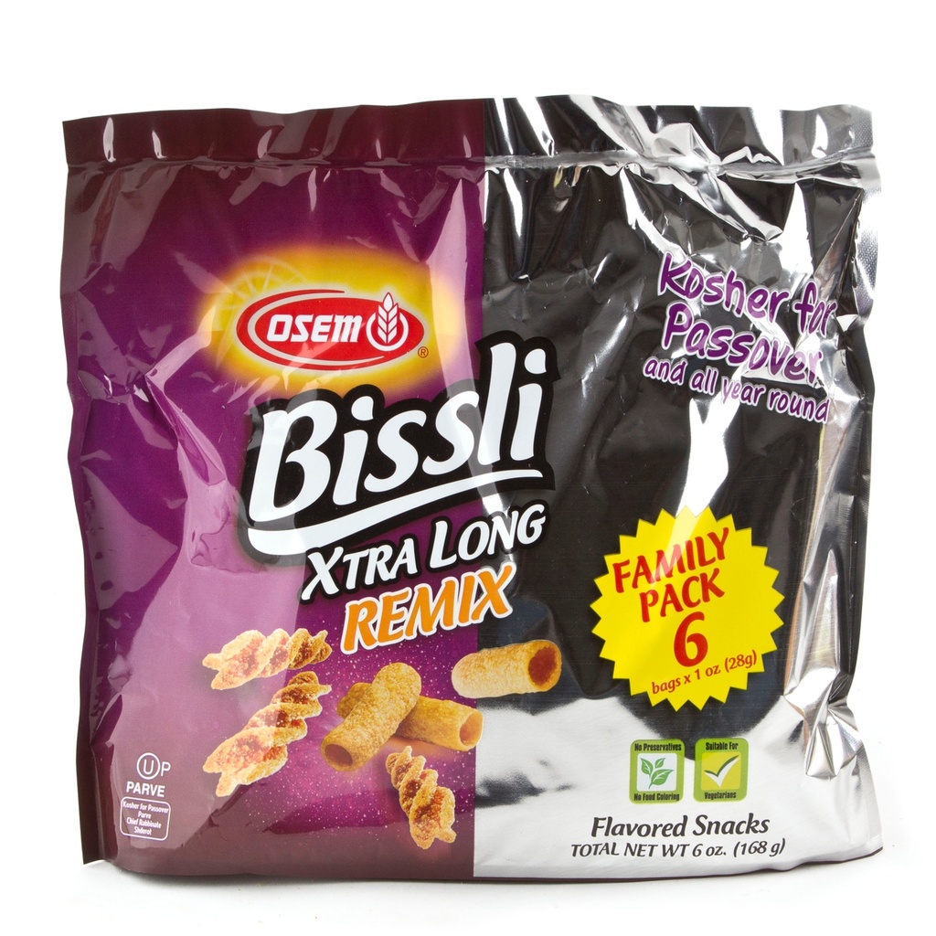 Bissli Remix BBQ and Smokey Mixed Flavors Wheat Snack (Passover) Osem 28gr X 6