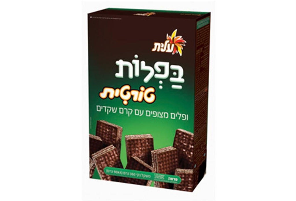 בפלות טורטית ופלים מצופים עם קרם שקדים עלית 500 גרם