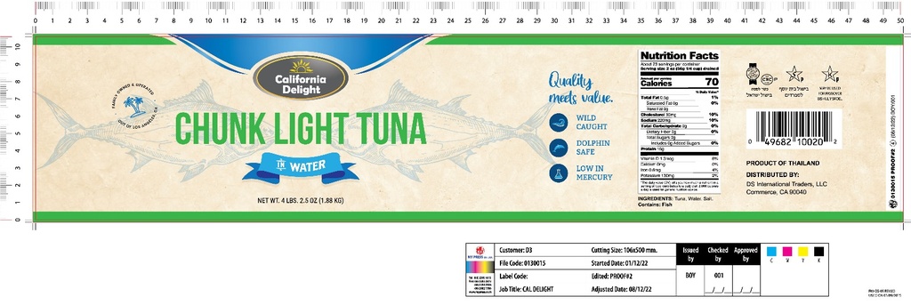 Chunk Lite Tuna Packed In Water California Delight 1.88 kg