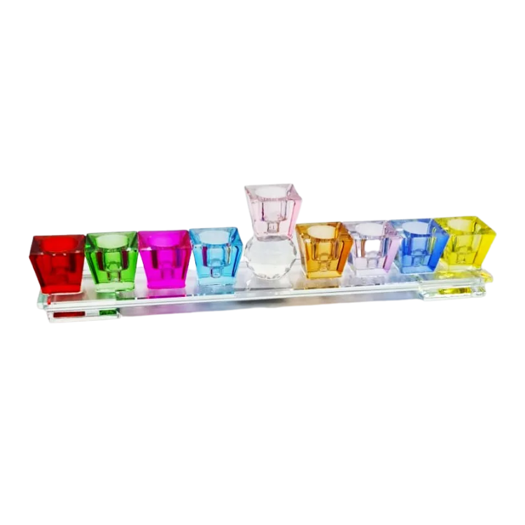 Colorful Glass Menorah Avi Matanot 1 Unit
