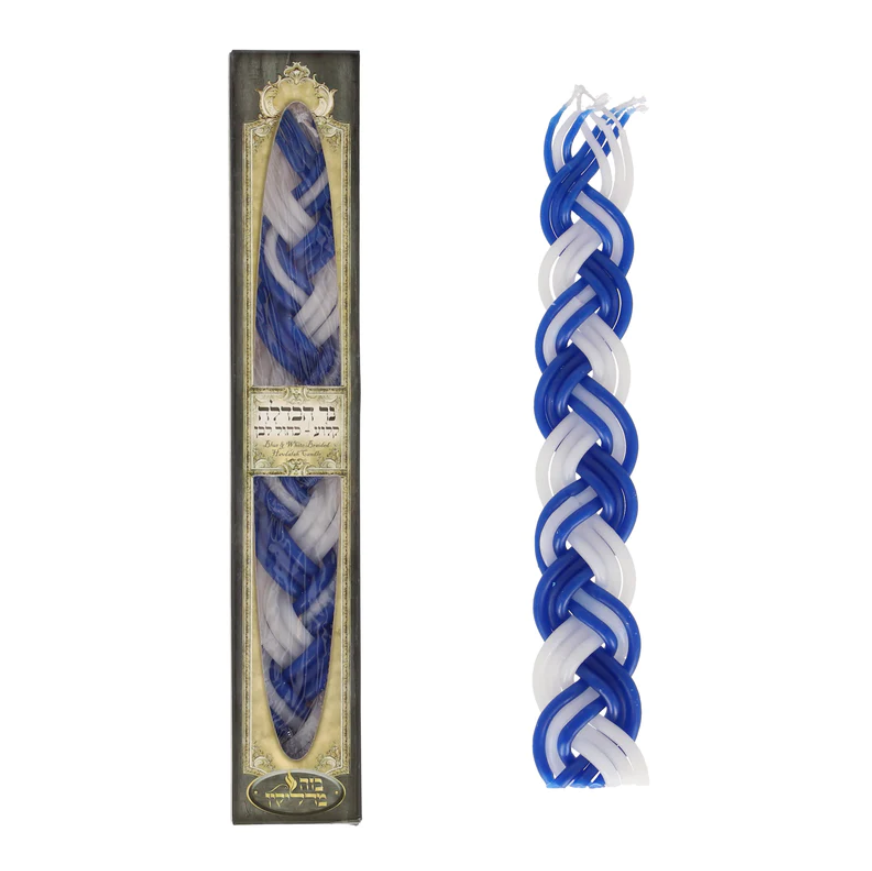 Havdala Blue candle braided with dong Shalhevet 1 Unit