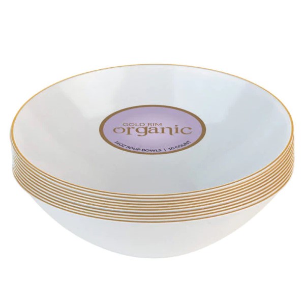Salad Bowl 32 Oz White & Gold 1 Unit
