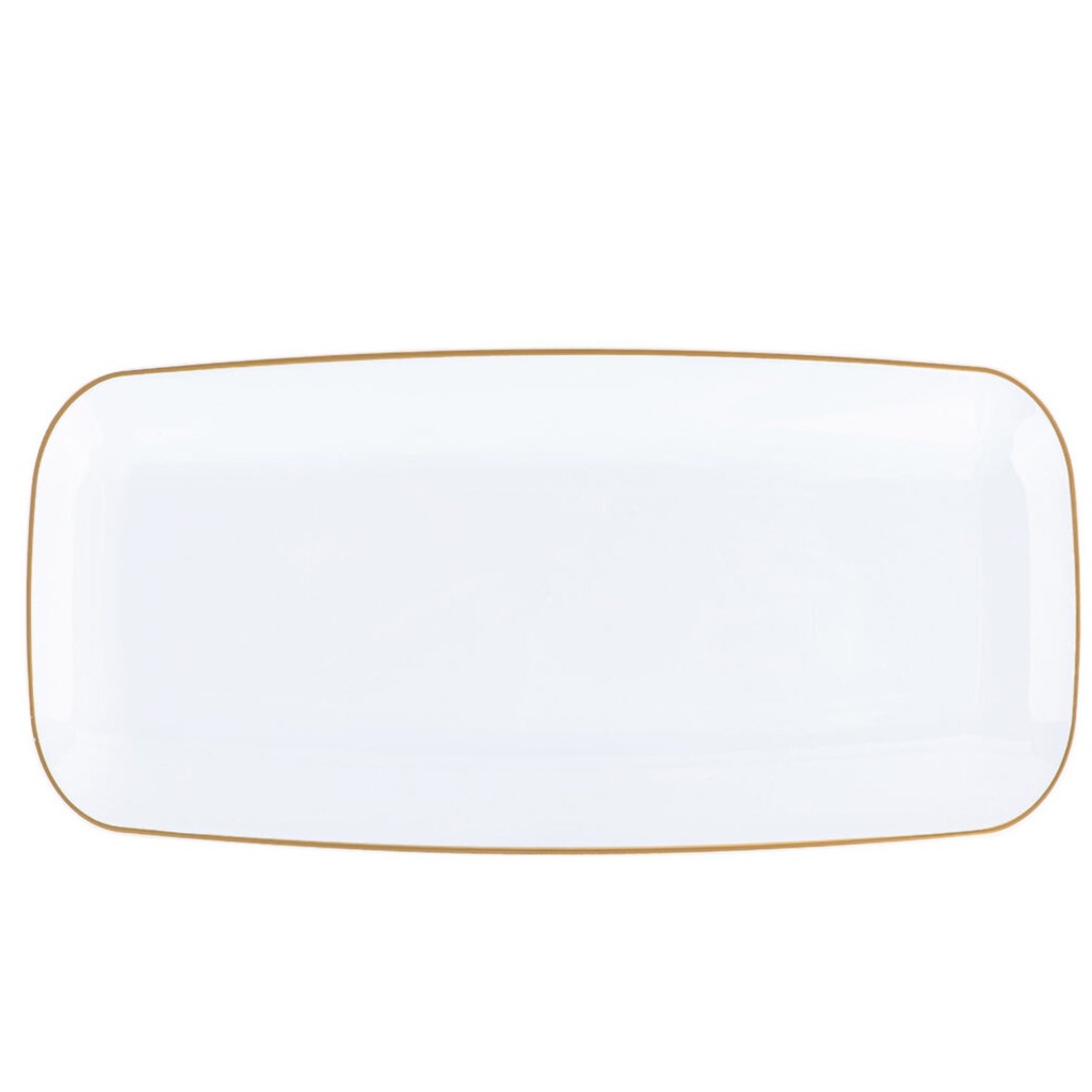 Small Rectangle Plate White & Gold 1 Unit