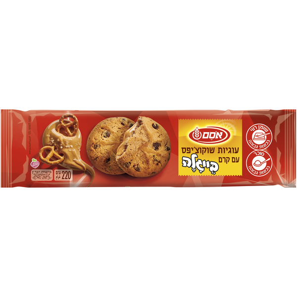 Chocolate Chips Cookie Filled with Pretzel Cream Osem 220 gr