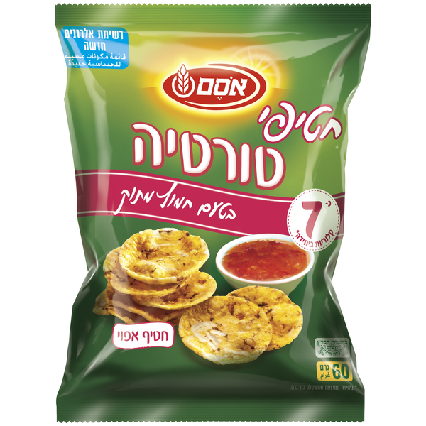 חטיף טורטיה אפוי בטעם חמוץ מתוק אסם 60 גרם