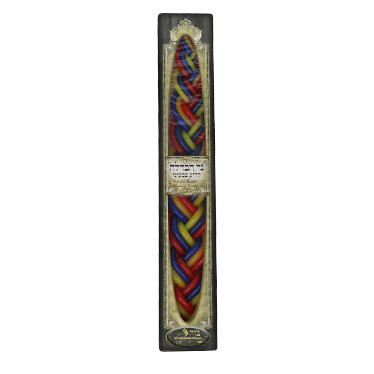 Havdala Colorful candle braided with dong Shalhevet 1 Unit