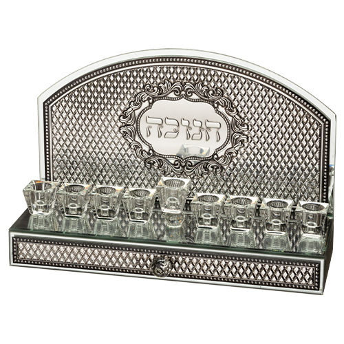 Elegant Mirror Menorah With Drawer 30 cm Art Judaica 1 Unit