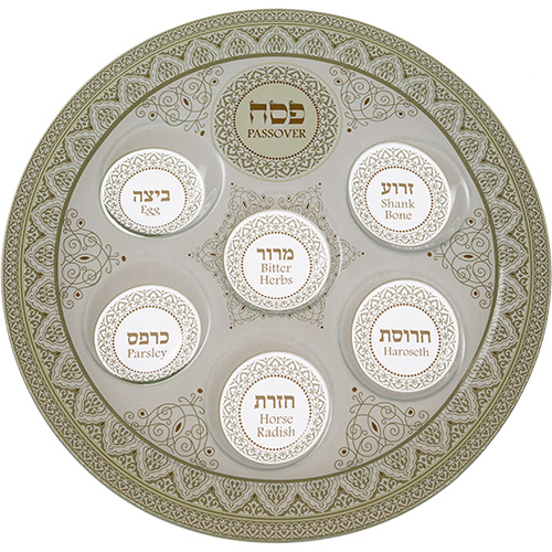 Passover Decorated Glass Plate 40cm Art Judaica 1 Unit