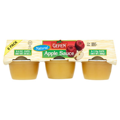 Natural Apple Sauce No Sugar 6 Pack 113 gr (Passover) Gefen 678 gr