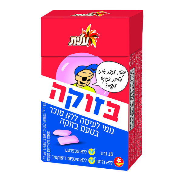 בזוקה גומי לעיסה ללא סוכר עלית 30 גרם