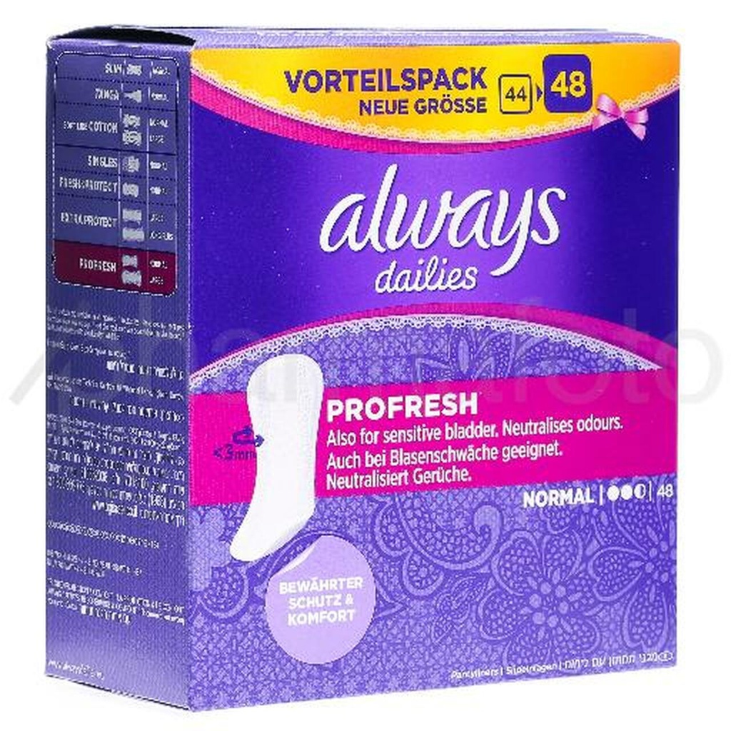 Dailies Profresh Normal Pads For Sensitive Bladder Large Purple Allways 48 Units