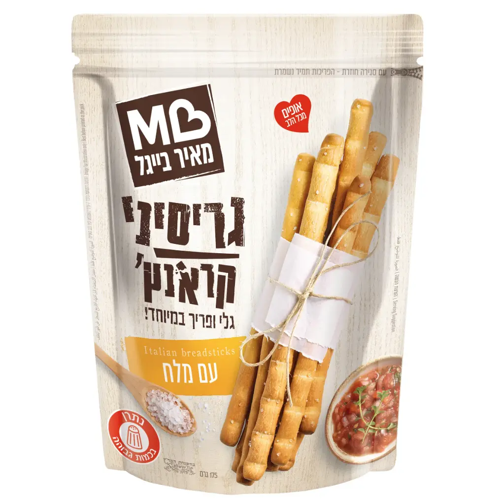 מקלות גריסיני קראנצ' מלח מאיר בייגל 175 גרם