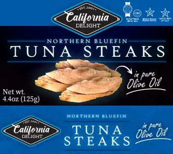 [DRY-0091] Tuna Steak In Pure Olive Oil & Pepper California Delight 125 gr