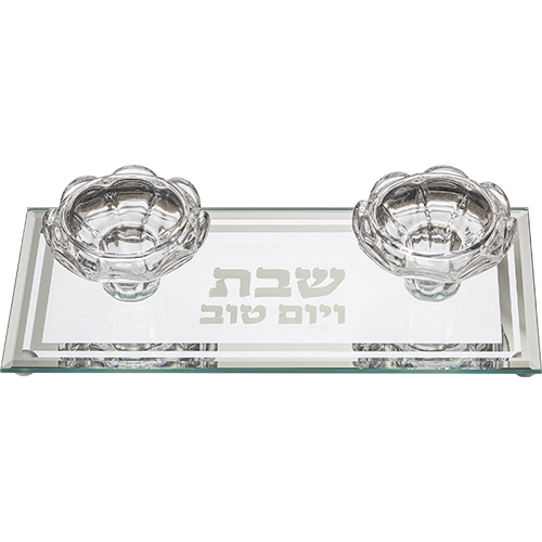 [JDC-0071] Glass Candlesticks Shabbat 1 Unit