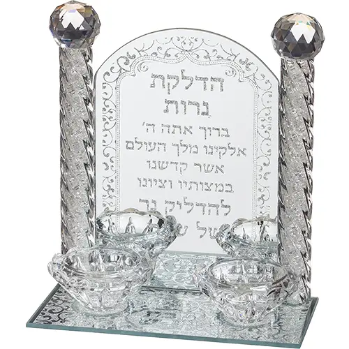 [JDC-0188] Crystal Candlesticks Shabbat Candle Blessing Art Judaica 1 Unit