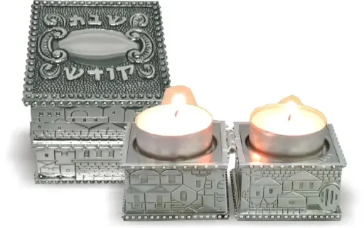 [JDC-0193] Travel Size Square Shape Candlesticks For Shabbat Candles 1 Unit
