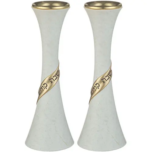 [JDC-0195] Polyresin Candlesticks 19 cm Art Judaica 1 Pair