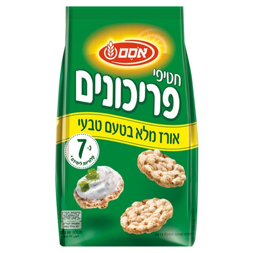 [DRY-1913] פריכיות אורז מלא טעם טבעי אסם 80 גרם