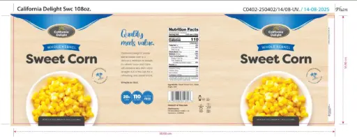 [DRY-1963] תירס מתוק קליפורניה דלייט 2.950 קילו