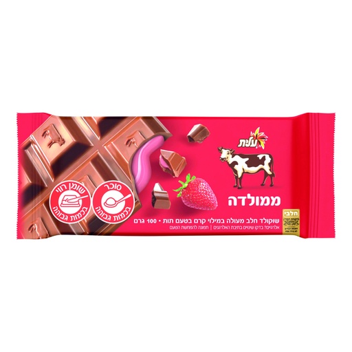 [DRY-0818] פרה שוקולד חלב במילוי קרם תות עלית 100 גרם